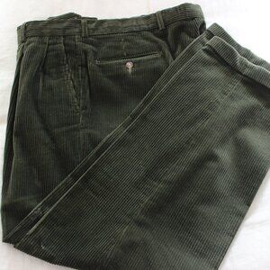 Bottle Green Wide Corduroy Pants -- Cuffed -- 36" waist and 41" Long